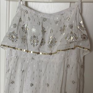 White, silver and gold long pretty dress